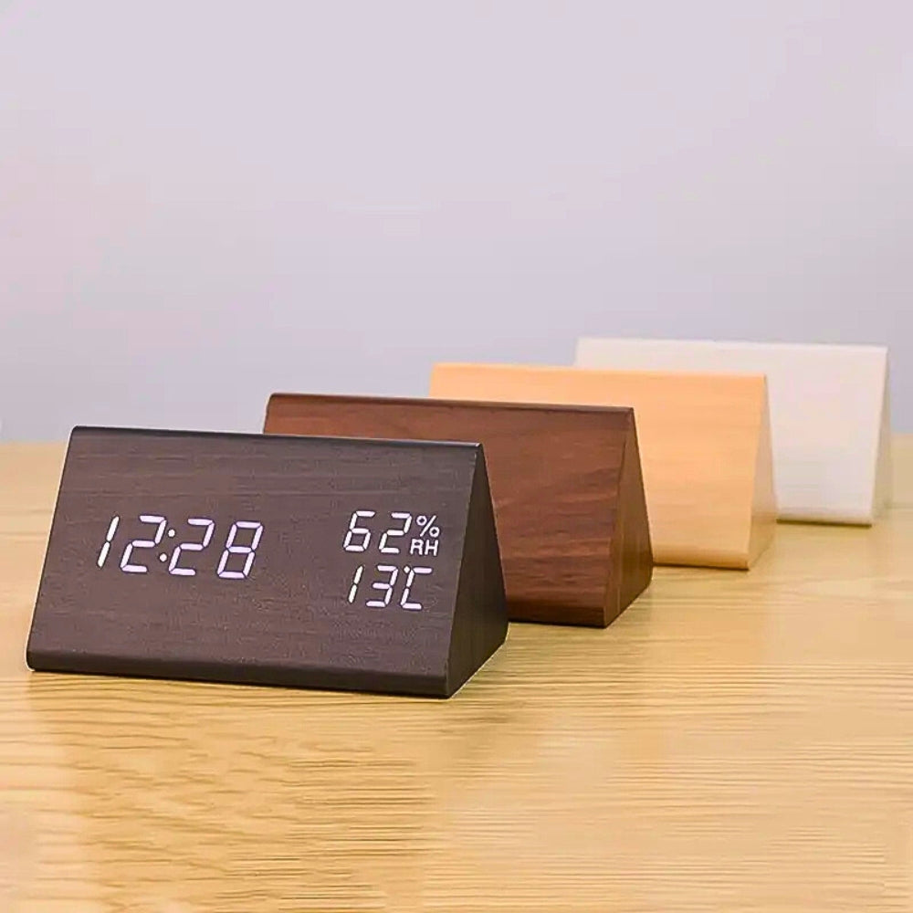 Guili | Elora Wooden LED Alarm Clock Digital Display