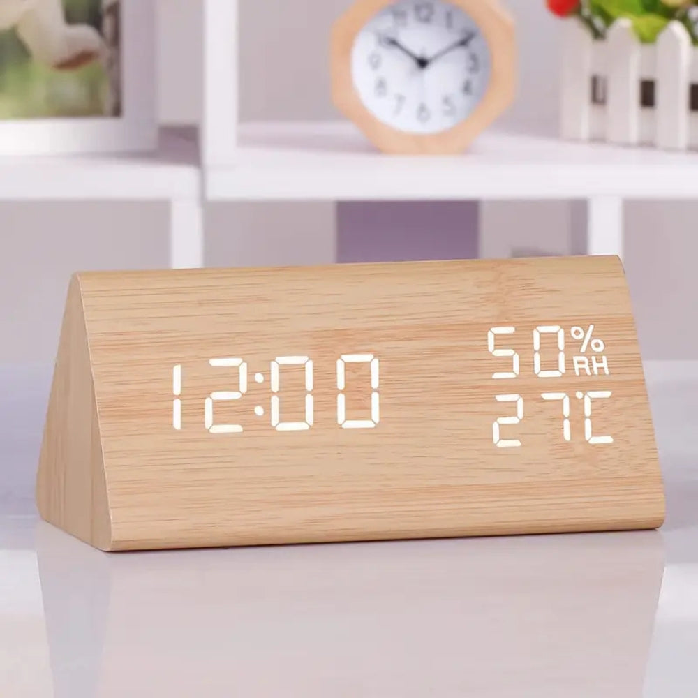 Guili | Elora Wooden LED Alarm Clock Digital Display