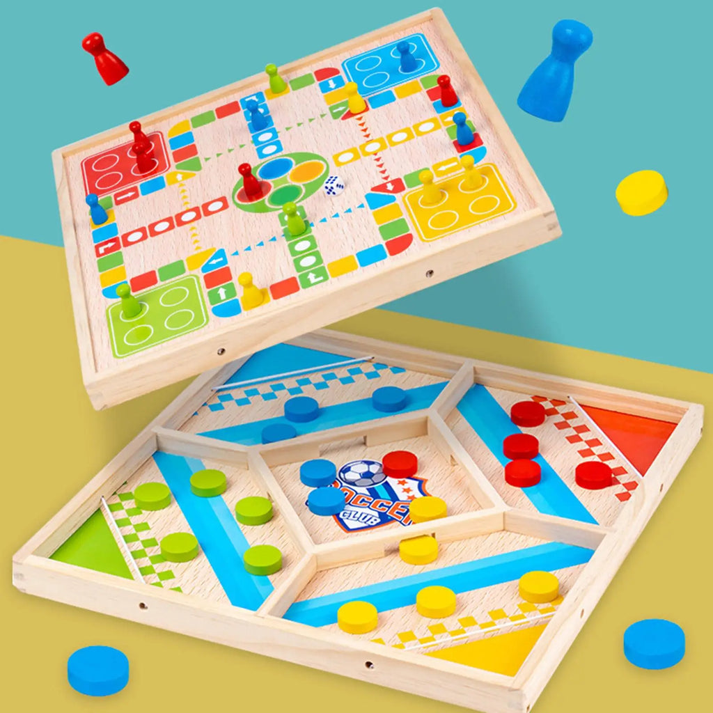 Guili | EcoToys EduPlay | Educational and Entertaining - Wooden 2-in-1 Board Game for Family Fun
