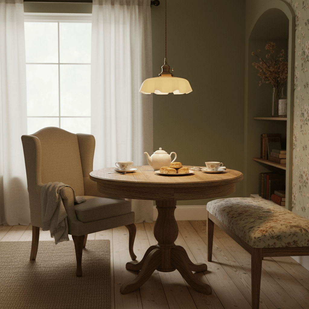 French Ruffled Glass Brass Pendant Light 1-Light