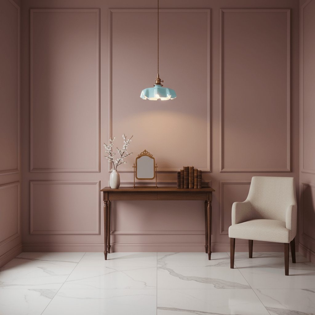 French Ruffled Glass Brass Pendant Light 1-Light