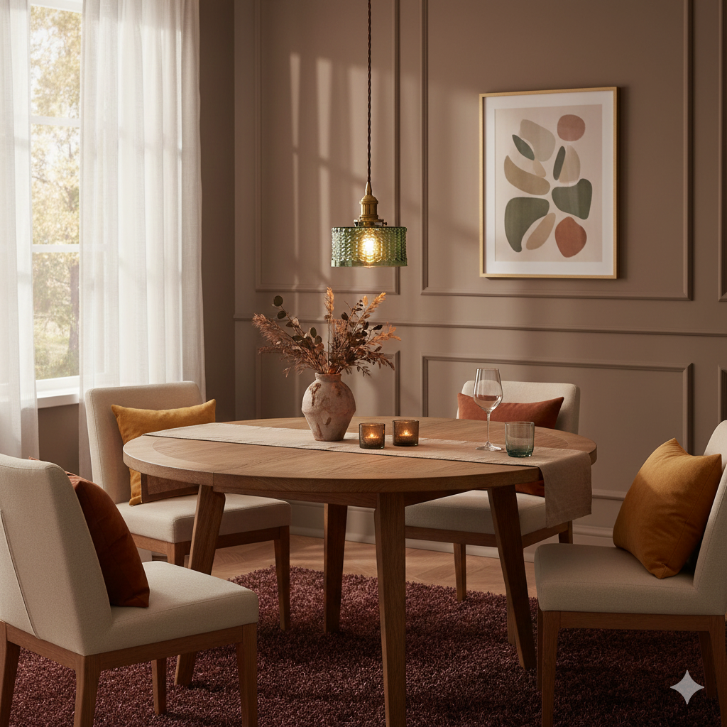 Japanese Brass Glass 1-Light Round Pendant Light