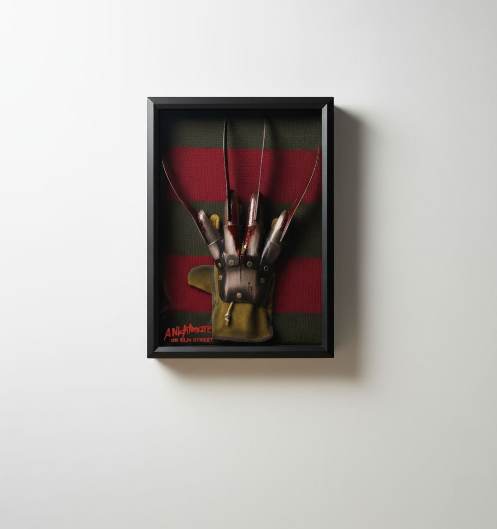 Guili | Freddy Krueger Glove & Sweater Shadow Box | A Nightmare on Elm Street Prop Replica
