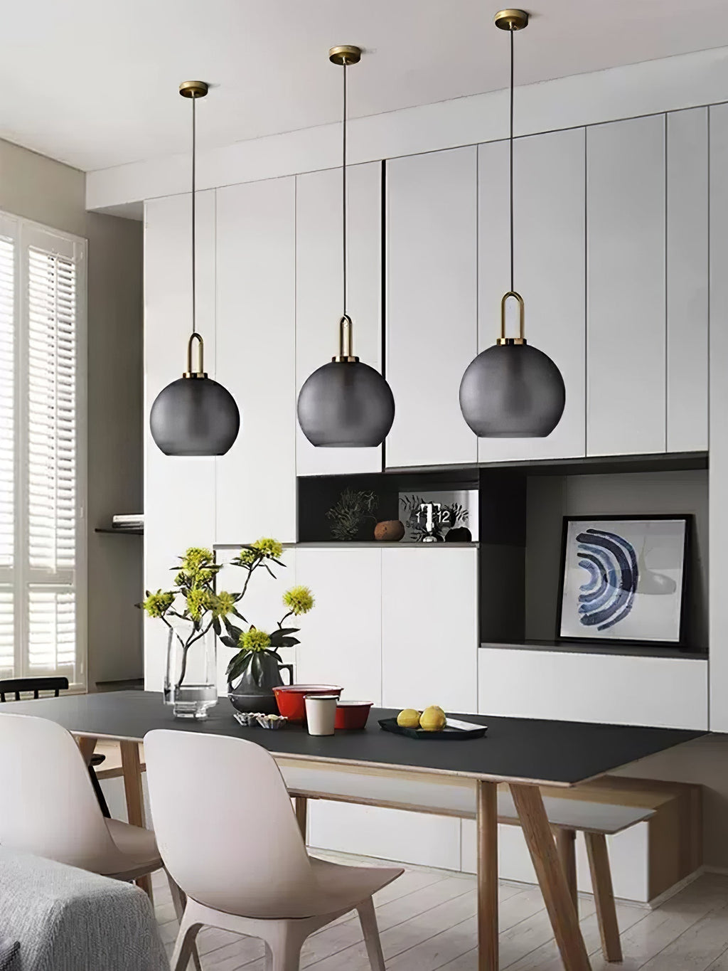 Modern Cylinder Glass Brass Pendant Light 1-Light