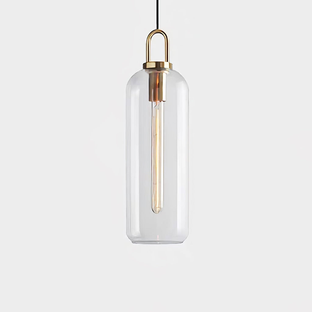 Modern Cylinder Glass Brass Pendant Light 1-Light