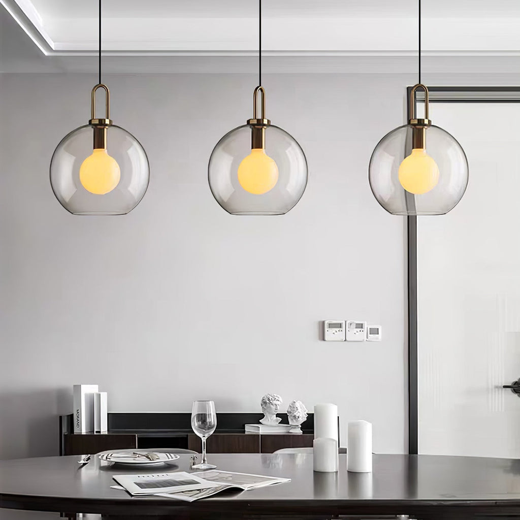 Modern Cylinder Glass Brass Pendant Light 1-Light