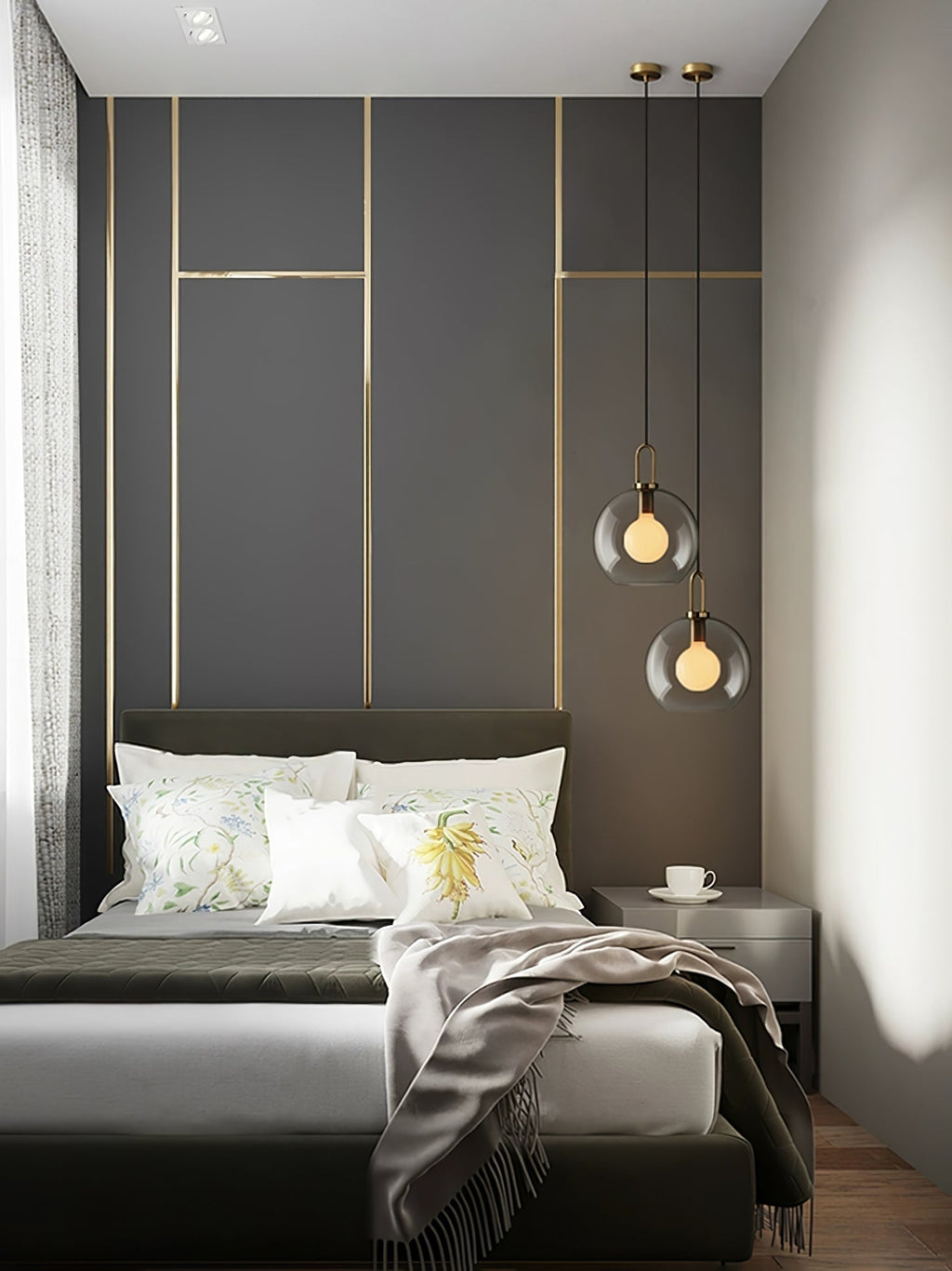 Modern Cylinder Glass Brass Pendant Light 1-Light