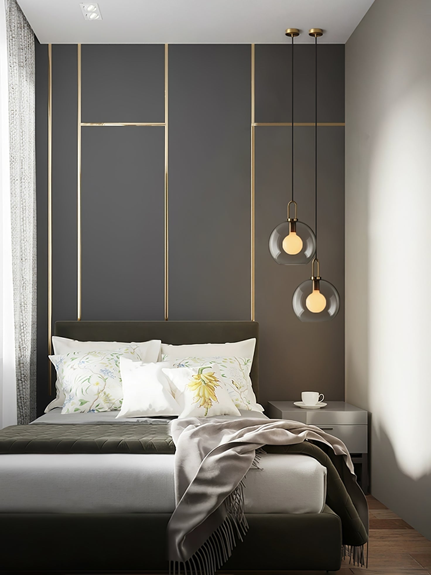 Modern Cylinder Glass Brass Pendant Light 1-Light