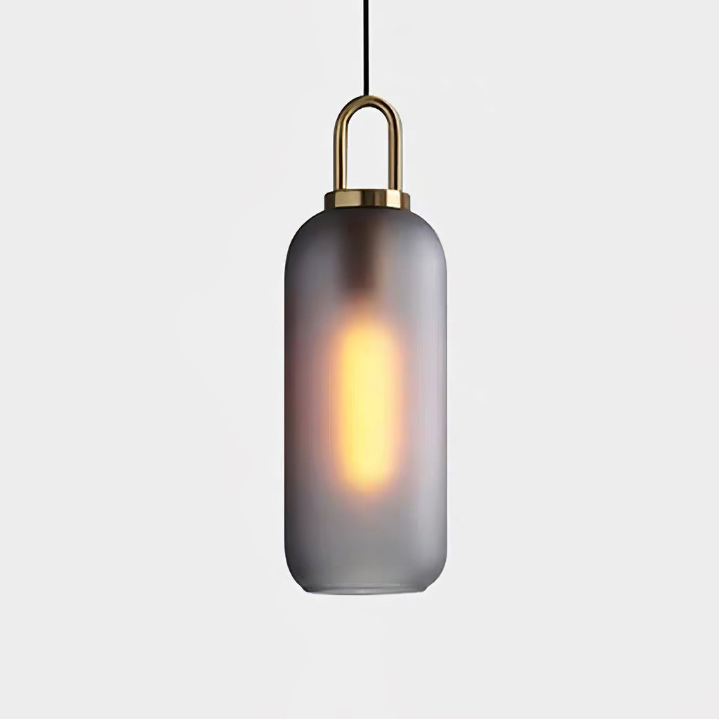 Modern Cylinder Glass Brass Pendant Light 1-Light
