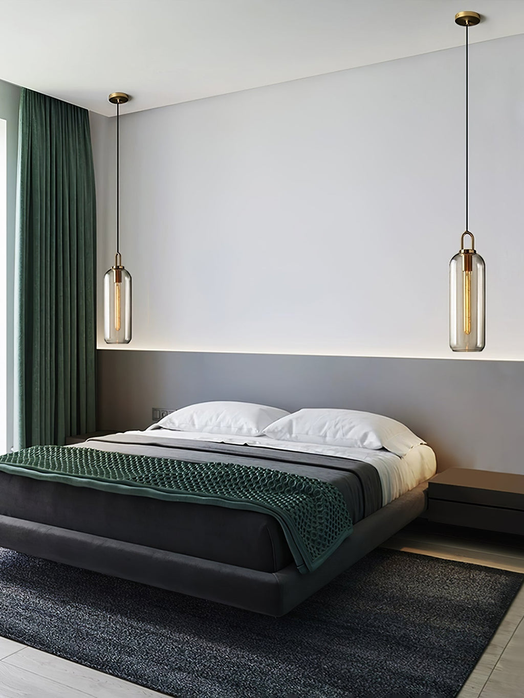 Modern Cylinder Glass Brass Pendant Light 1-Light