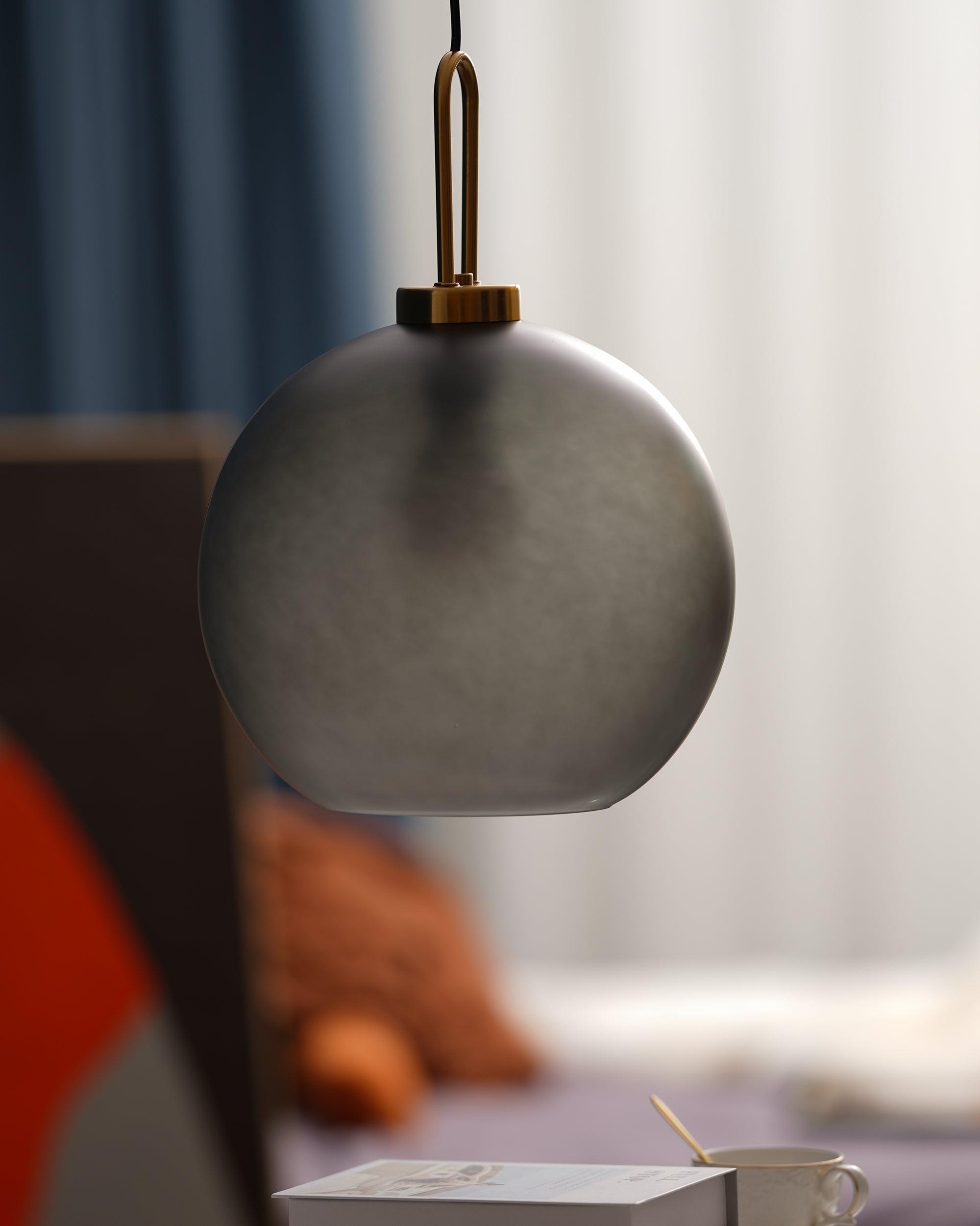 Modern Cylinder Glass Brass Pendant Light 1-Light