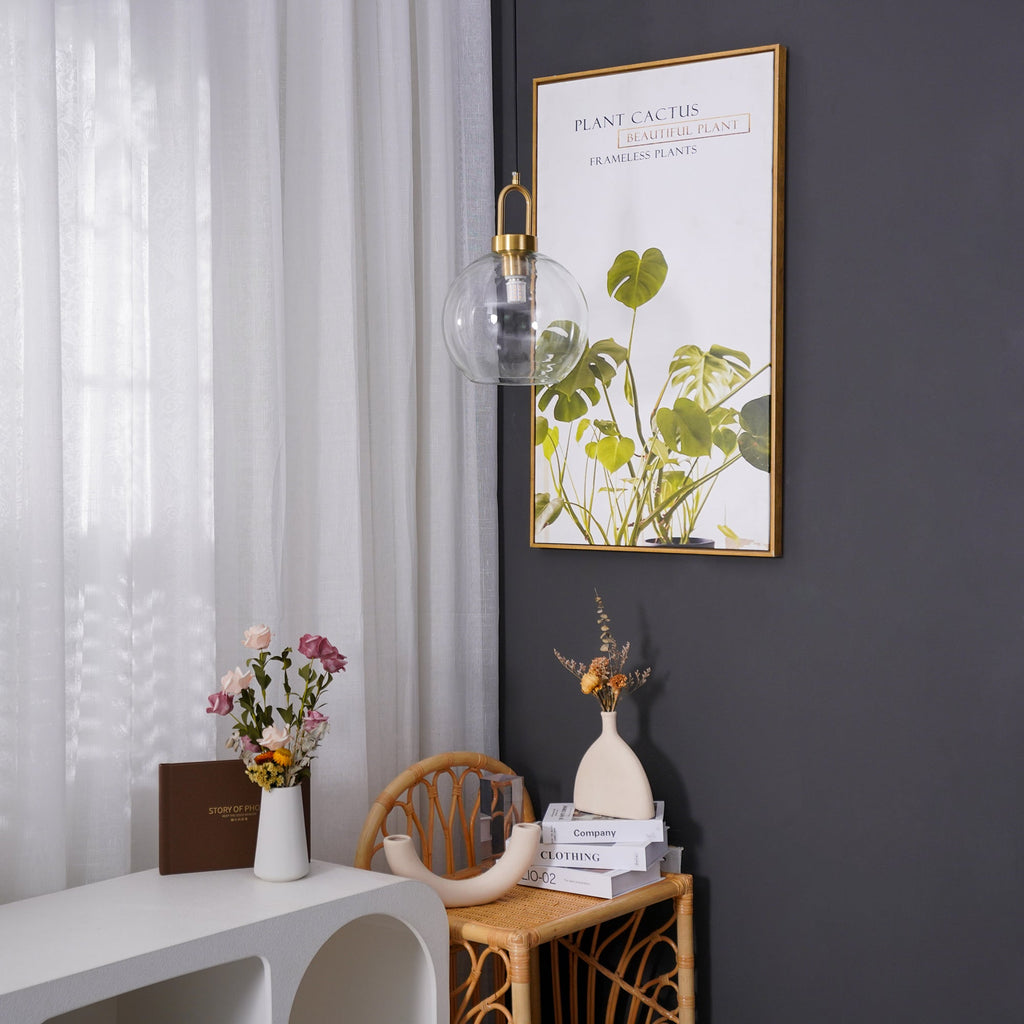 Modern Cylinder Glass Brass Pendant Light 1-Light