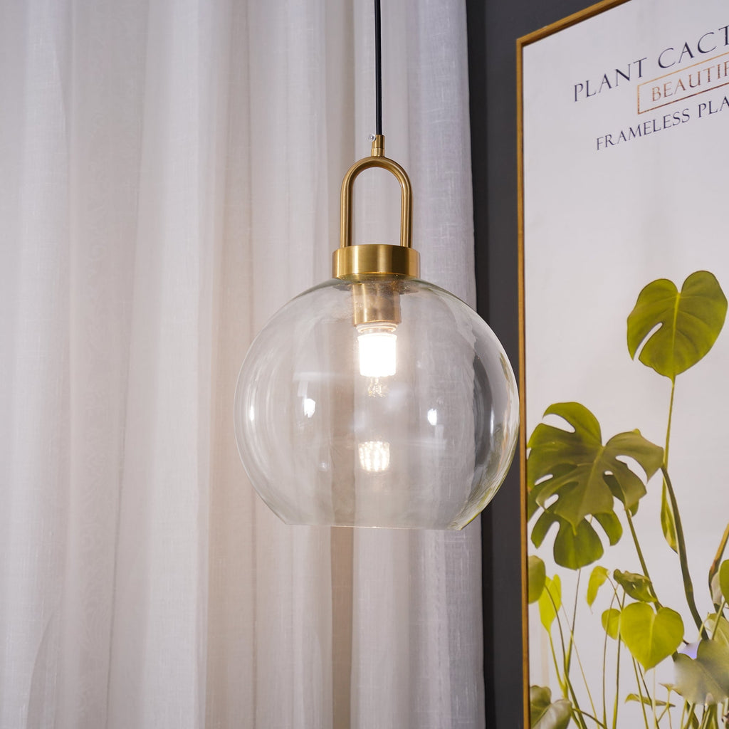 Modern Cylinder Glass Brass Pendant Light 1-Light