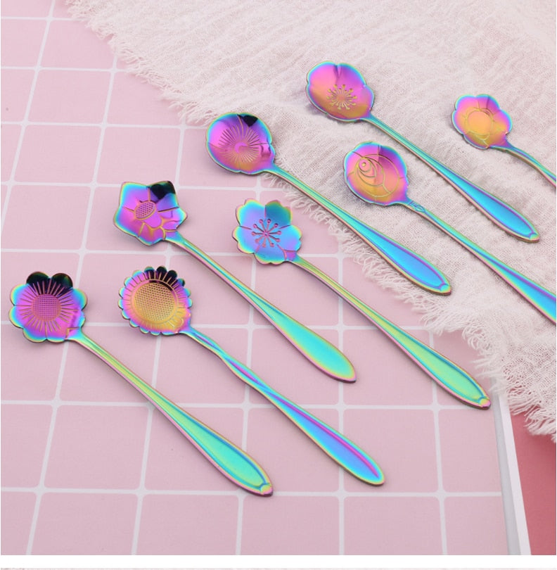 Guili | 8-piece stainless steel teaspoon set with flower design