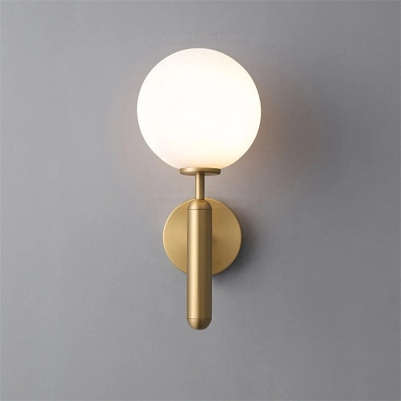 Nordic Brass Glass Globe Wall Sconce LED 1-Light