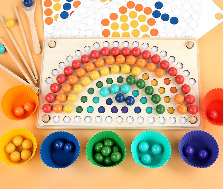 Guili | EcoToys Wooden Rainbow Board | Educational Puzzle Game - Colors and Shapes