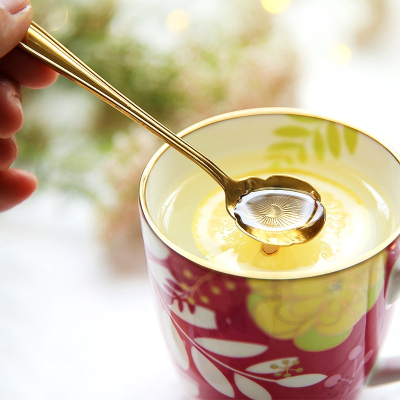 Guili | 8-piece stainless steel teaspoon set with flower design