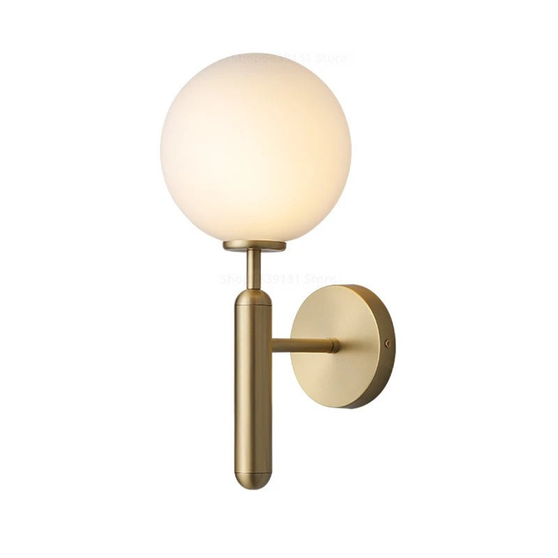 Nordic Brass Glass Globe Wall Sconce LED 1-Light