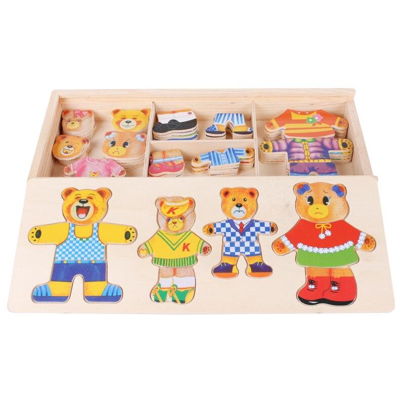 Guili | EcoToys Cartoon Bear Clothing Puzzle | Educational Wooden Game - Learn with Clothing Changes