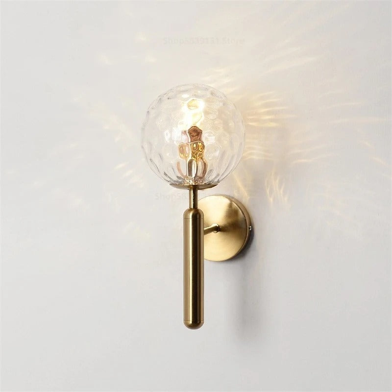 Nordic Brass Glass Globe Wall Sconce LED 1-Light