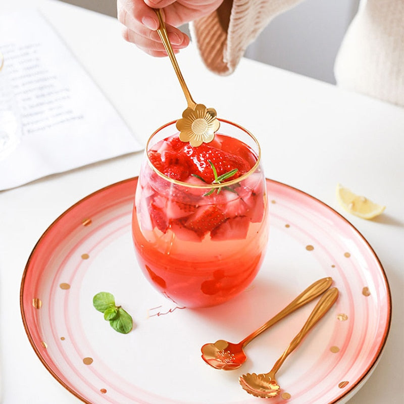 Guili | 8-piece stainless steel teaspoon set with flower design