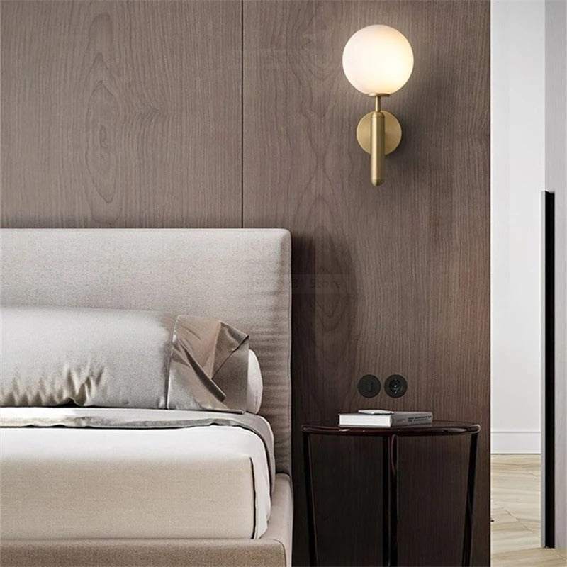 Nordic Brass Glass Globe Wall Sconce LED 1-Light