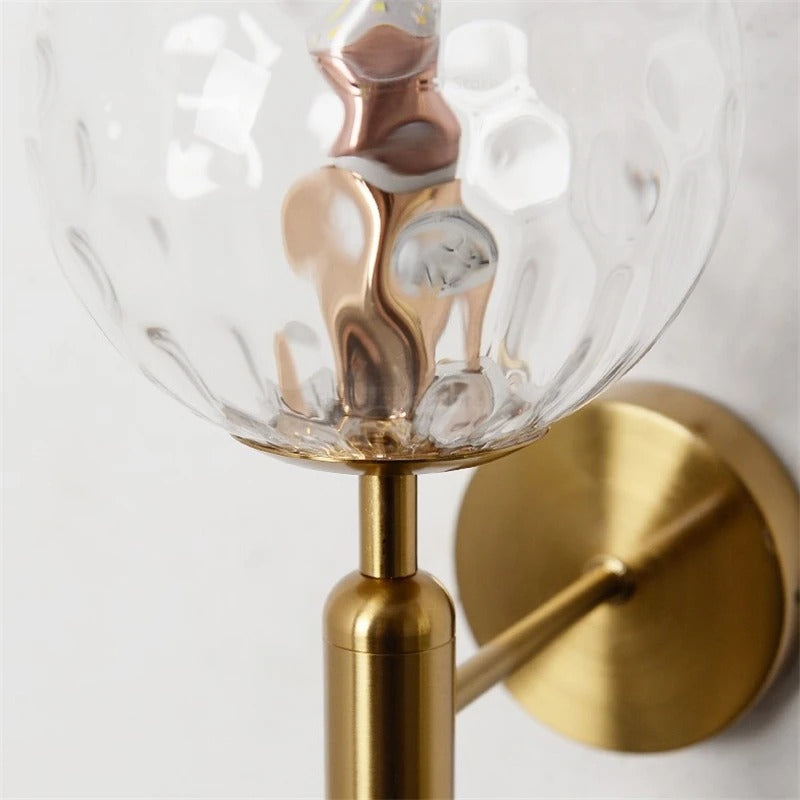 Nordic Brass Glass Globe Wall Sconce LED 1-Light