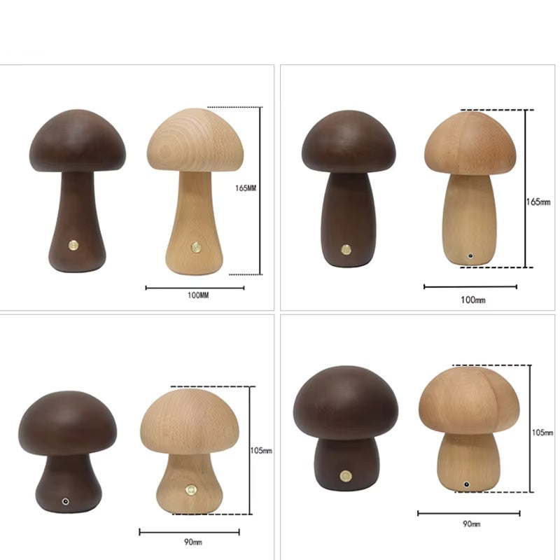 Modern Wood Mushroom LED Table Lamp 1-Light
