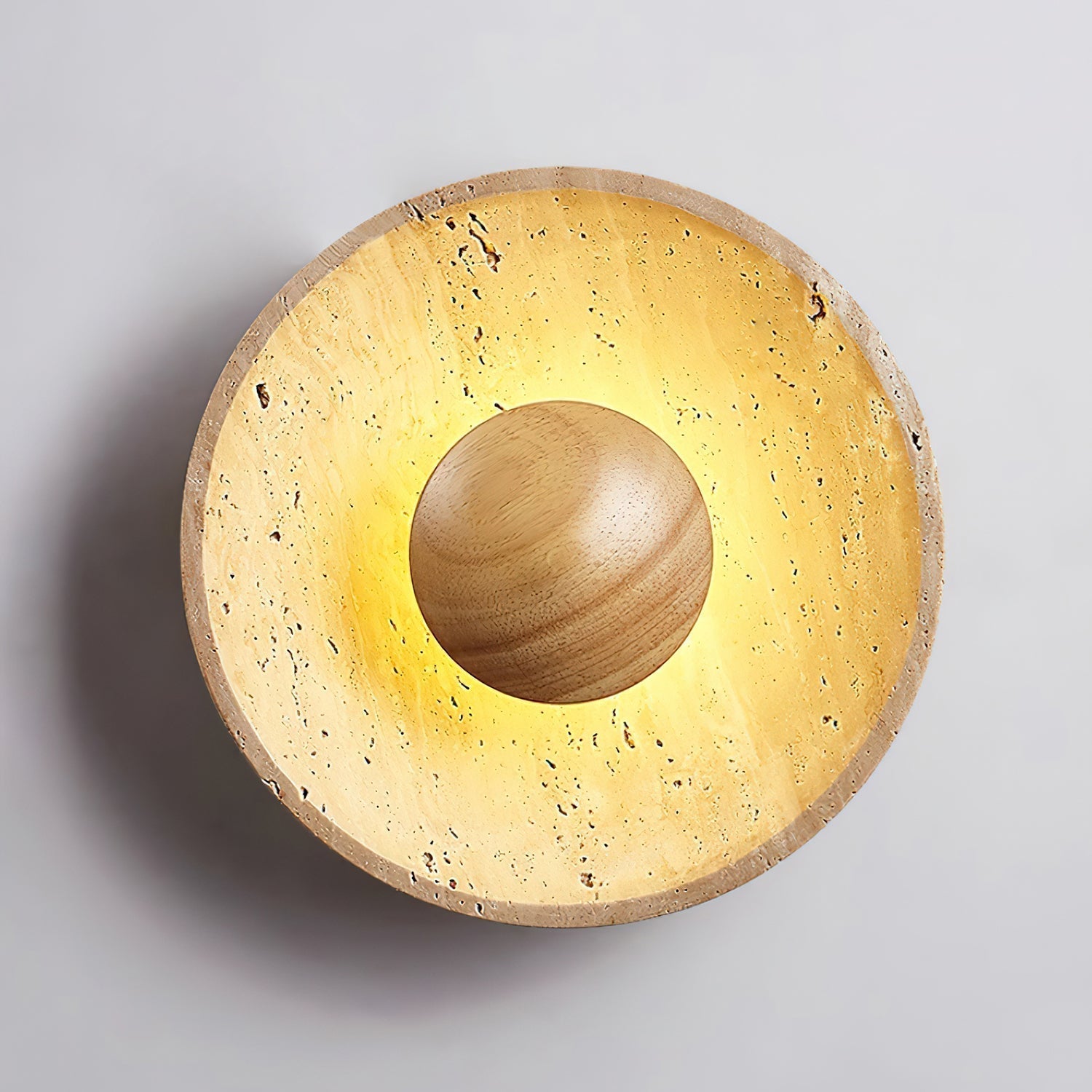 Modern Wabi Sabi Travertine Stone Round Wall Sconce LED 1-Light