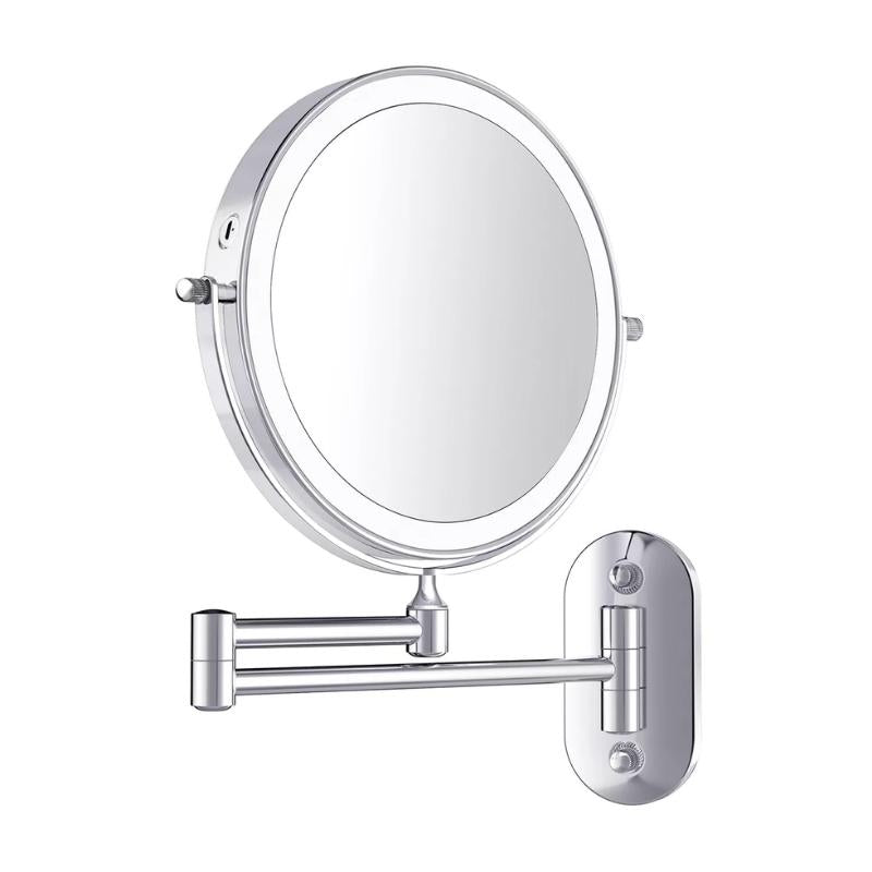 Modern Glass Round LED Illuminated Mirror 1-Light
