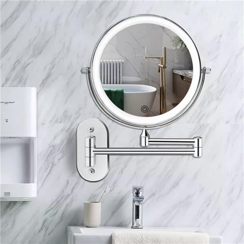 Modern Glass Round LED Illuminated Mirror 1-Light
