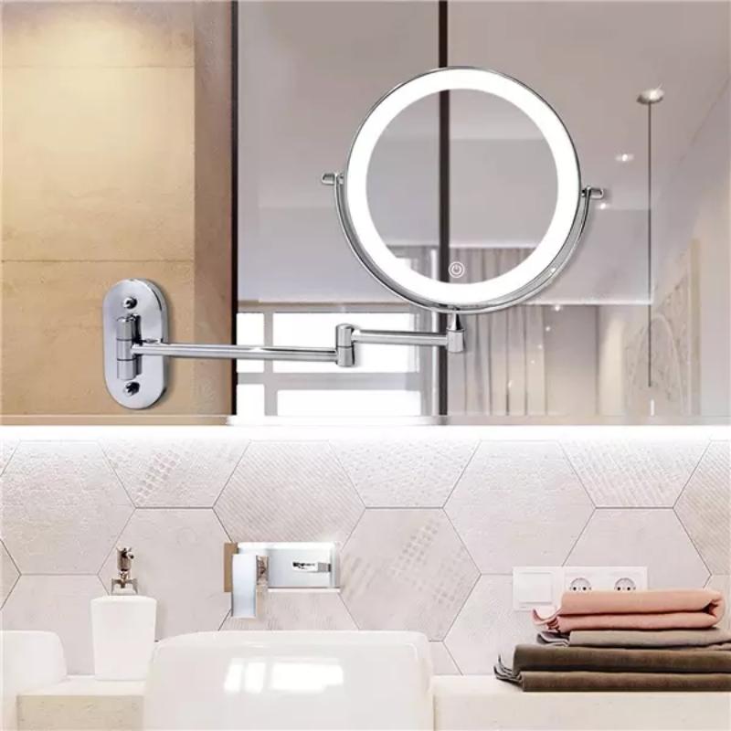 Modern Glass Round LED Illuminated Mirror 1-Light