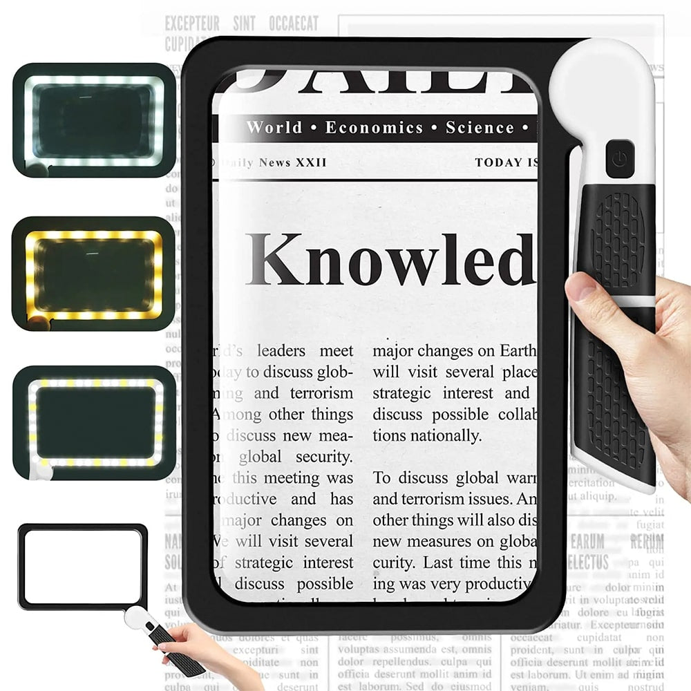 MagniView | LED Full-Page Magnifier with Bright 5X Zoom for Reading and Fine Detail Tasks