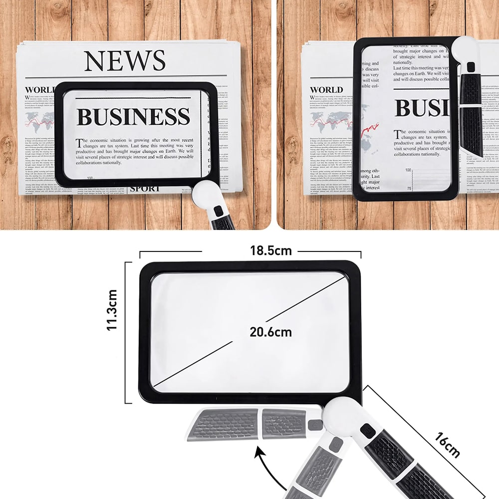 MagniView | LED Full-Page Magnifier with Bright 5X Zoom for Reading and Fine Detail Tasks