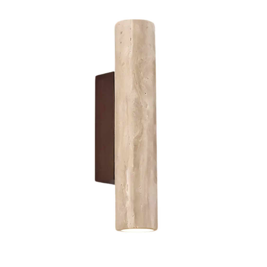 Modern Minimalist Travertine Marble Cylinder Wall Sconce LED 2-Light