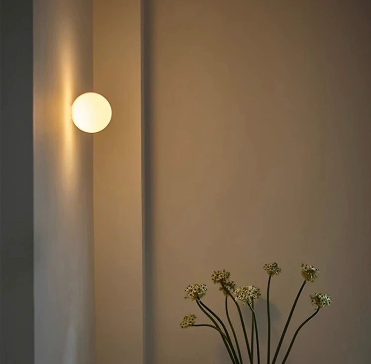 Modern Frosted Glass Globe LED Wall Sconce 1-Light