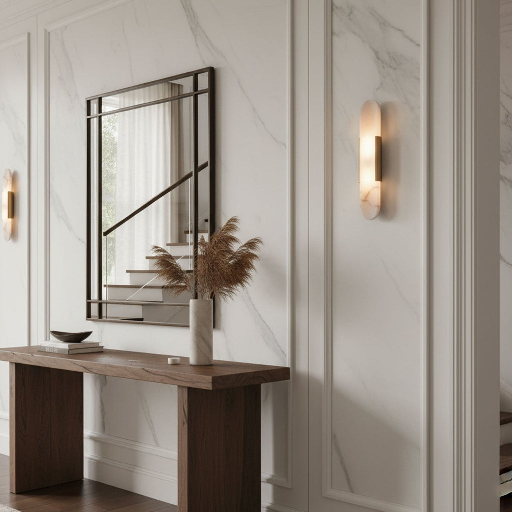 Modern Alabaster Elongated Marble LED Wall Sconce 2-Light