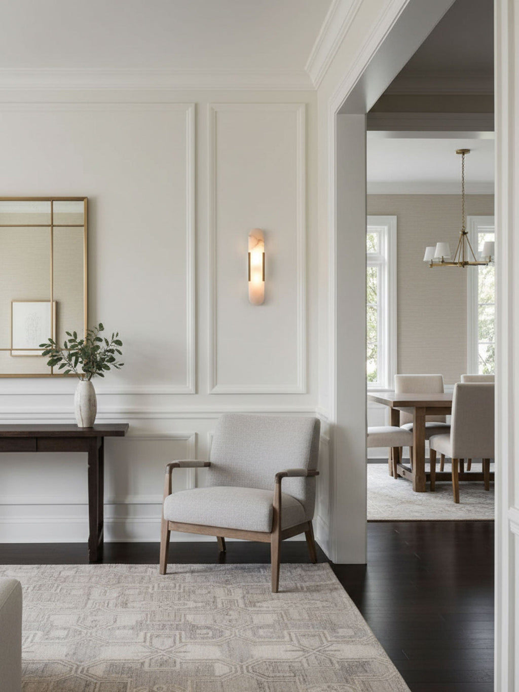 Modern Alabaster Elongated Marble LED Wall Sconce 2-Light