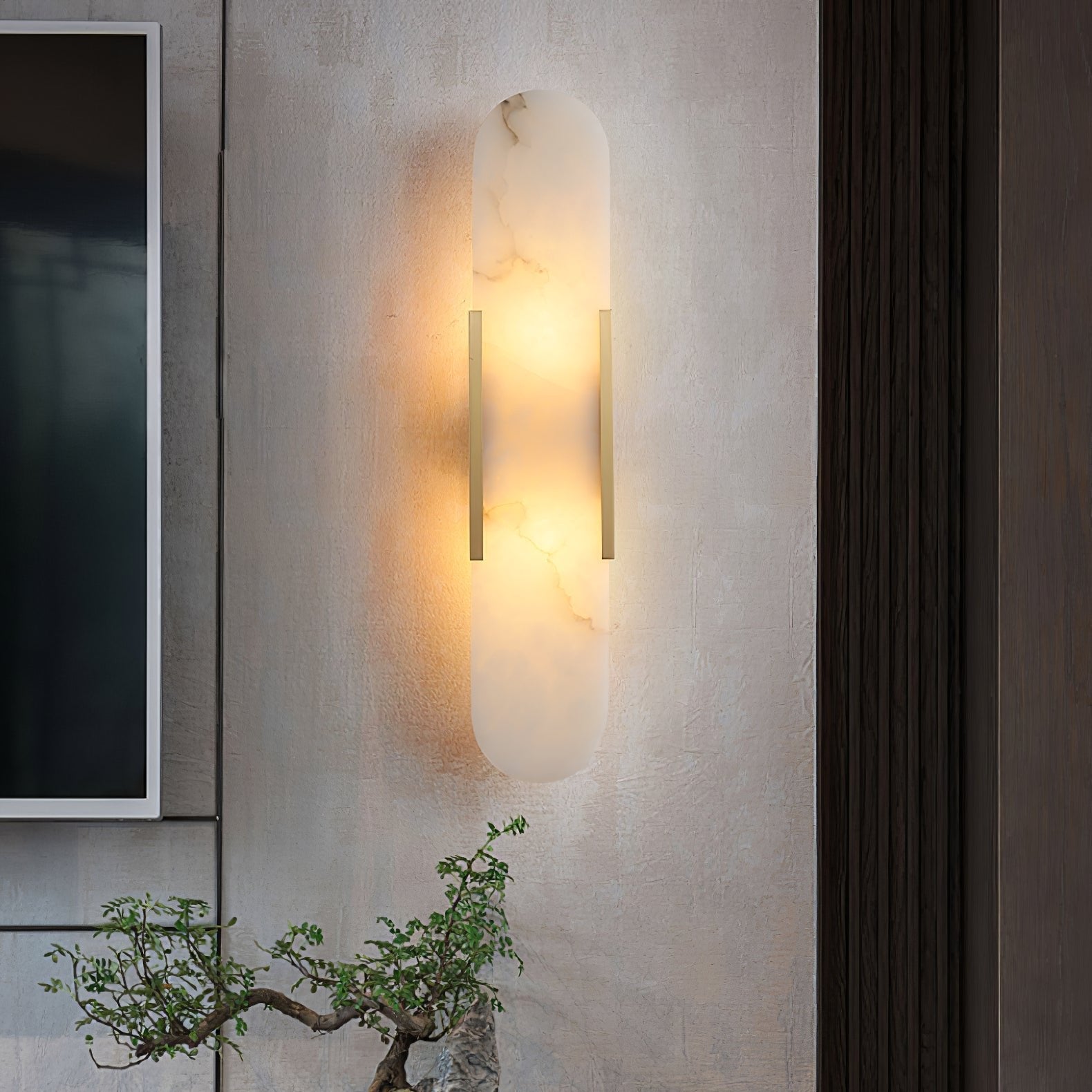 Modern Alabaster Elongated Marble LED Wall Sconce 2-Light