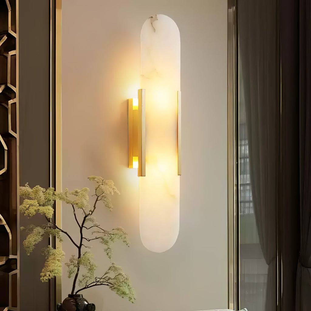 Modern Alabaster Elongated Marble LED Wall Sconce 2-Light