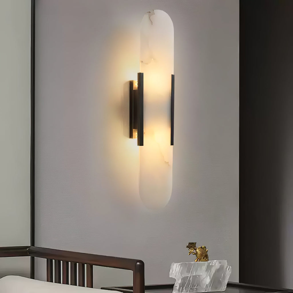 Modern Alabaster Elongated Marble LED Wall Sconce 2-Light