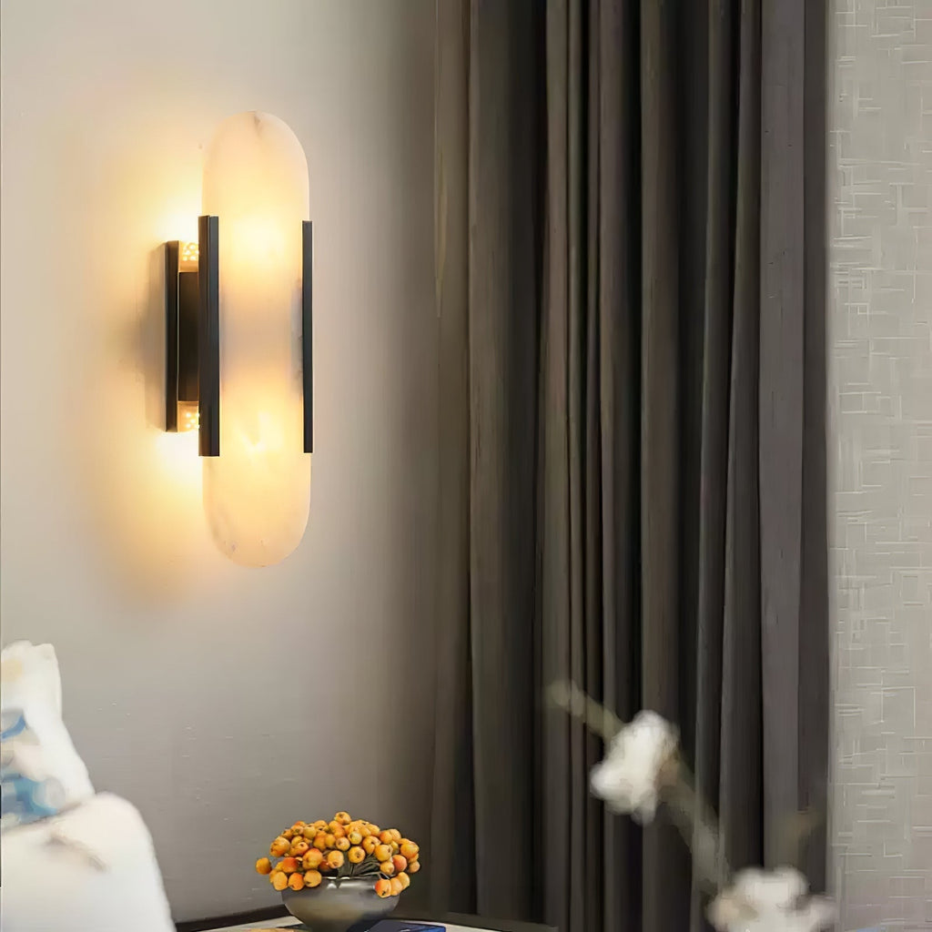 Modern Alabaster Elongated Marble LED Wall Sconce 2-Light