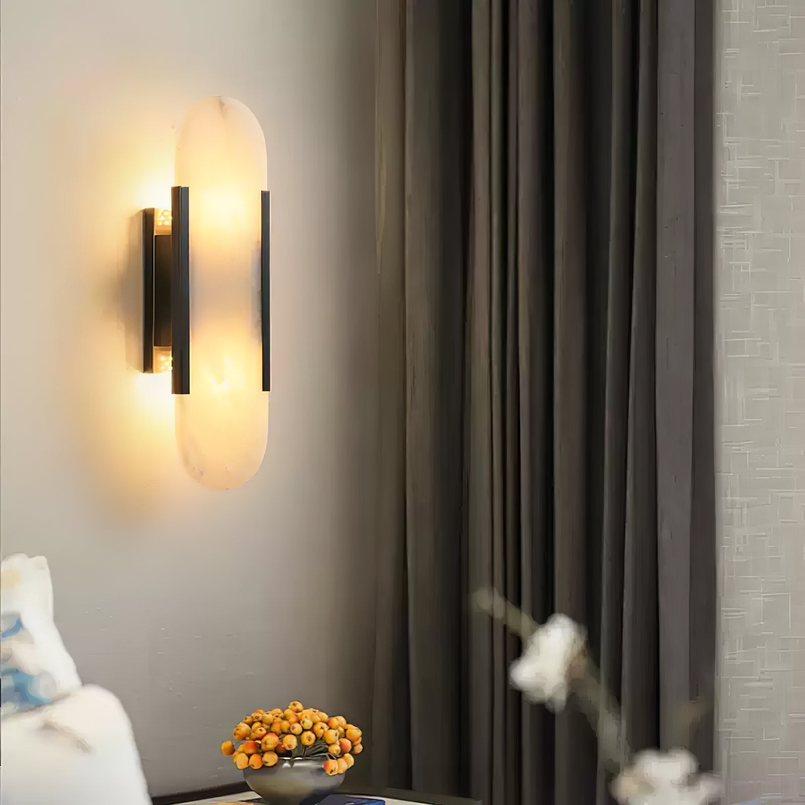 Modern Alabaster Elongated Marble LED Wall Sconce 2-Light