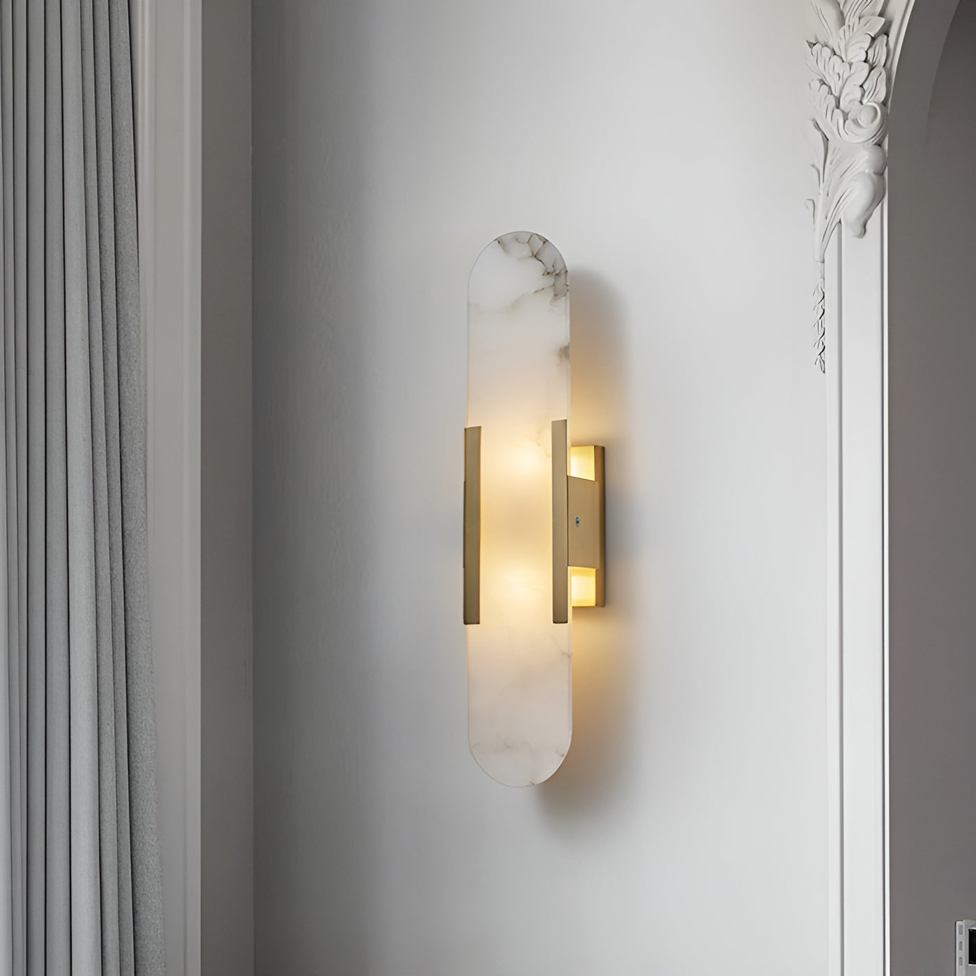 Modern Alabaster Elongated Marble LED Wall Sconce 2-Light