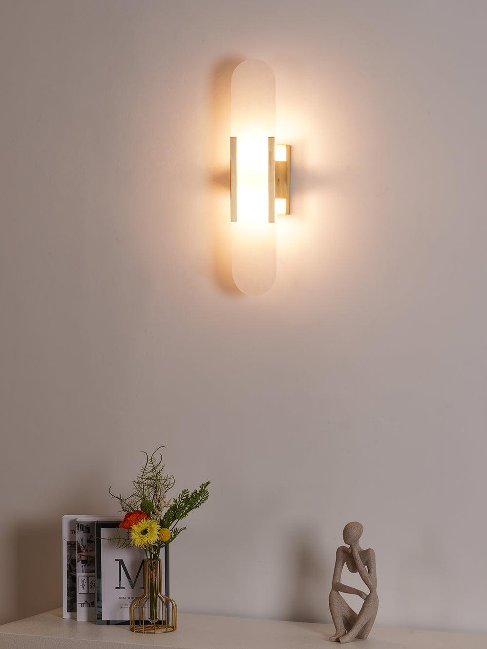 Modern Alabaster Elongated Marble LED Wall Sconce 2-Light