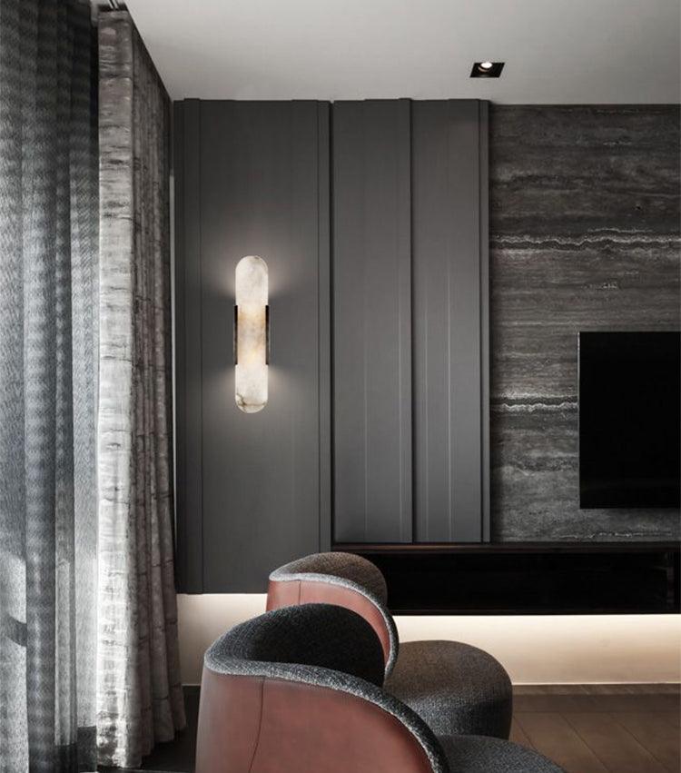 Modern Alabaster Elongated Marble LED Wall Sconce 2-Light