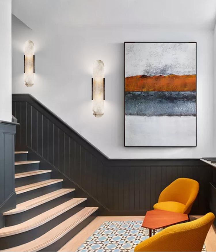 Modern Alabaster Elongated Marble LED Wall Sconce 2-Light