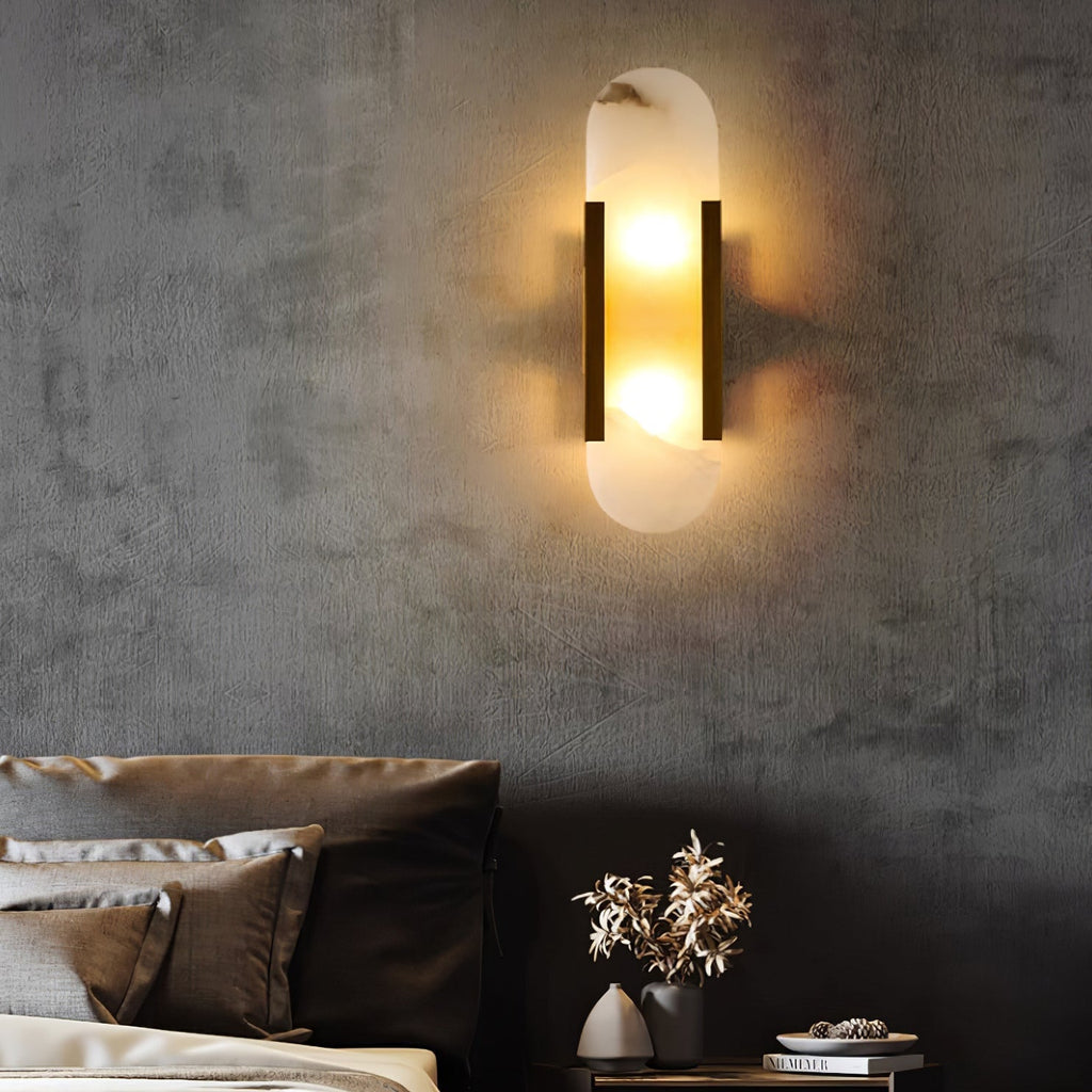 Modern Alabaster Elongated Marble LED Wall Sconce 2-Light
