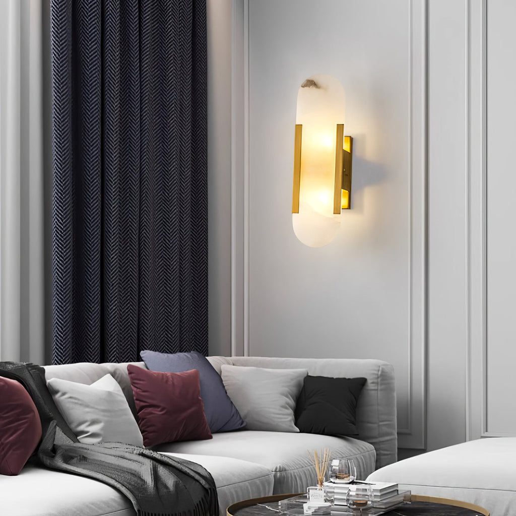 Modern Alabaster Elongated Marble LED Wall Sconce 2-Light