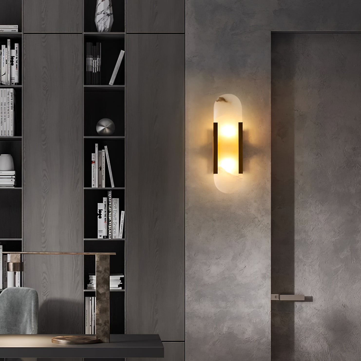 Modern Alabaster Elongated Marble LED Wall Sconce 2-Light
